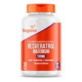 Resveratrol Maximum, 165mg De Trans-resveratrol + Absorção Otimizada, 30 Cápsulas Veganas, Biogens
