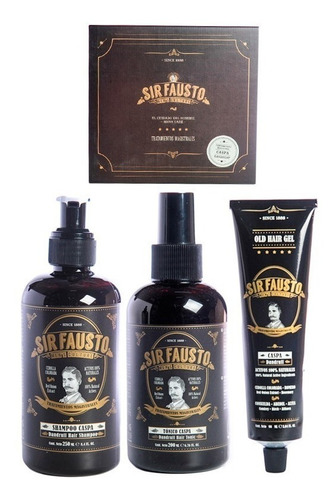 Kit Caspa Sir Fausto: Shampoo + Tónico + Pomo Barbero Barber