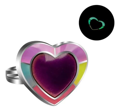 Anillo Luminoso Para Mujer Corazón Cambio Color Ánimo Humor 