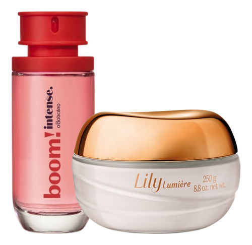 Combo Intense Boom + Creme Lily Acetinado Lumière Kit Presente Feminino O Boticário Fragrância Exclusiva