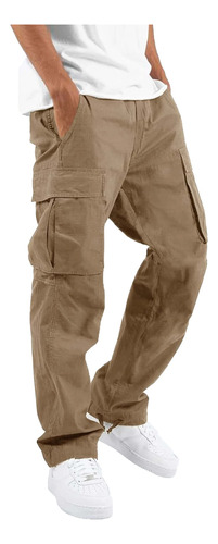 Pantalon Cargo Hombre Casual Moda Múltiples Bolsillos