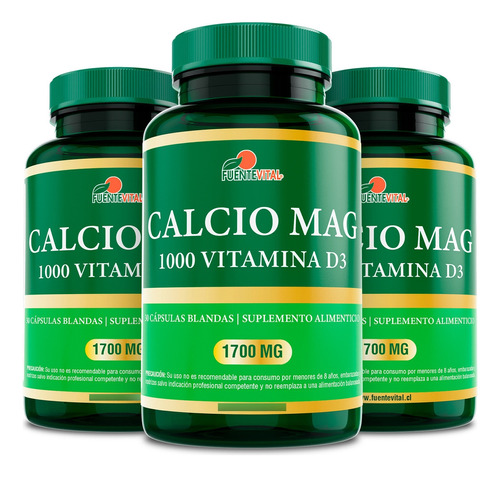 Calcio + Magnesio + Zinc + D3 Fv 90 Blandas 3x30. Movilidad Sabor Natural / 3 Frascos