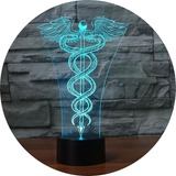 Lampara Led Acrilico Caduceus Salud Medicina Simbolo