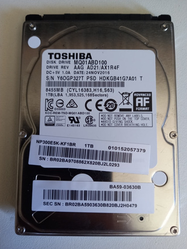 Hd Toshiba 1000gb Mq01abd100 Aag Ad21/ax1r4f Sata 2.5