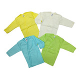 4 Camisas Cruzadas Con Botón Color Pastel Para Bebé