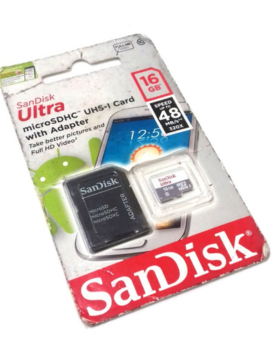 Cartão De Memória Sandisk Sdhc Ultra 16 Gb 48mb/s Micro Usb