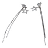 Aros Colgantes Estrellas Fugaces, Plata 925, Regalo Mujer