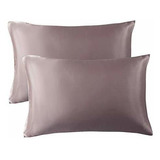 Fundas De Almohada De Satin 2pza Tamaño King Rosa Gris Pard