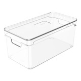 Organizador De Despensa Con Tapa Clear 30 X 15 X 13 Cm Color Agua