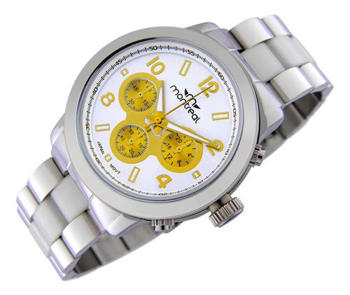 Reloj Montreal Mujer Ml1297 Malla De Acero Agujas Luminosas