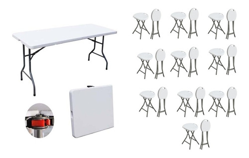 Comedor Plegable Multiuso Mesa 180cm + 10 Pisos Pack Promo