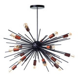 Lustre Pendente Sputnik Luxo P/ 18 Lampadas Sala Mesa Jantar Cor Preto Com Cobre 110v/220v