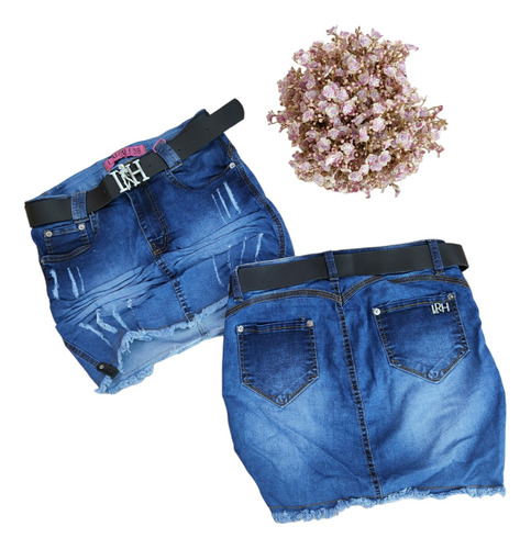 Saia Jeans Feminino Com Elastano 100%jeans Atacado Algodão