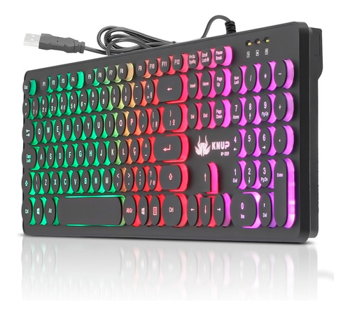 Teclado Gamer Semi Mecanico Pc Usb Abnt2 Led Rgb Iluminado 