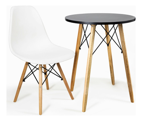 Mesa Design Mdf Redonda 60cm + Cadeira Eiffel Eames