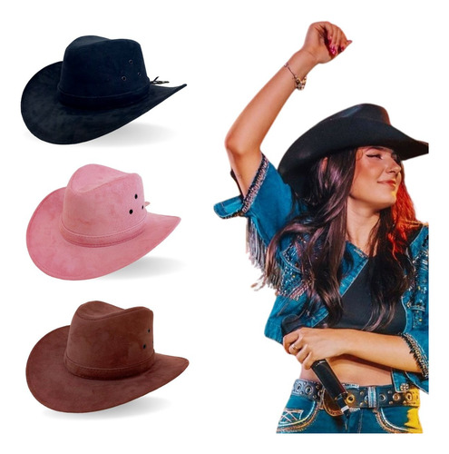 Chapeu Country Cowboy Feminino Peão Boiadeira Vaqueiro Top