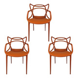 3 Cadeiras Sala Jantar Cozinha Gourmet Top Chairs Terracota