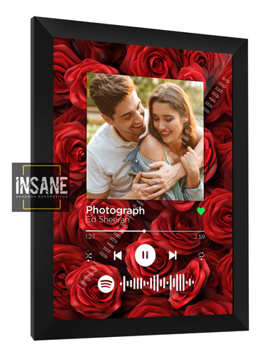 Quadro Personalizado Casal Spotify Moldura E Vidro A5