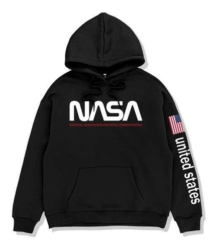 Blusa Moletom Bandeira Usa Nasa Canguru