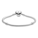 Brazalete Pandora Broche De Corazón, Plata S925