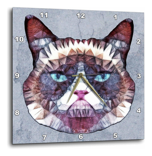 3drose Dpp__2 Reloj De Pared Abstracto Con Diseño De Gato, 1