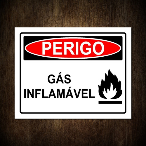 Placa Perigo Gás Inflamável - Sinalização Cuidado Pvc 2mm