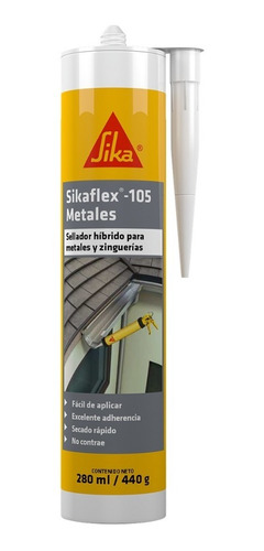 Sikaflex 105 Metales Sellador Hibrido Poliuretano X 280 Ml