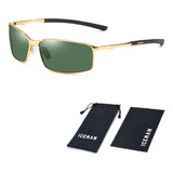 Óculos De Sol Óculos Escuros Masculino Polarizado Iceman 474 Cor Dourado / Verde