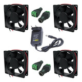 Ventilador Cooler Ventoinha 80x80x25 12v (kit 4 Pçs) + Fonte