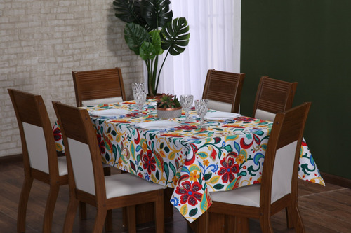 Toalha De Mesa Retangular Estampado Jacquard 8 Lugares 