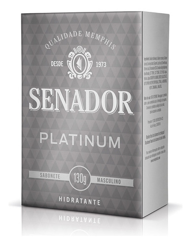 Sabonete Barra Hidratante Senador Platinum Caixa 130g