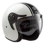 Casco Abierto Para Moto Con Visor 721hawk Challenger Blanco