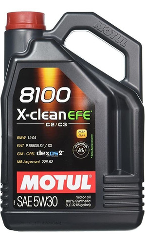 Motul 8100 X-clean Efe 5w-30 Synthetic Oil, 5-liter, 1 Pack
