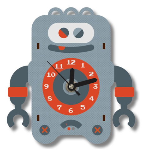 Reloj De Escritorio Madera Niños Adultos Robot Hugo Woodaloo