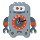 Reloj De Escritorio Madera Niños Adultos Robot Hugo Woodaloo