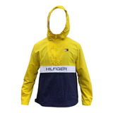 Chamarra Tommy Hilfiger Amarillo C/azul Y Blanco Rompeviento