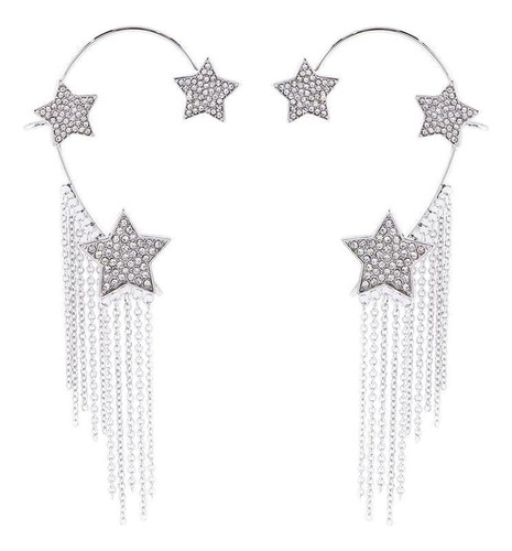 1 Par De Aretes Con Borla De Estrella Brillante, Clips Para 