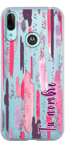 Funda Para Motorola Mujer Manchas Pintura Rosa Con Nombre