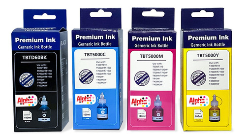 Kit 4 Tintas Alpha Ink 100ml Para Hermano Dcp-t300 T500 T700