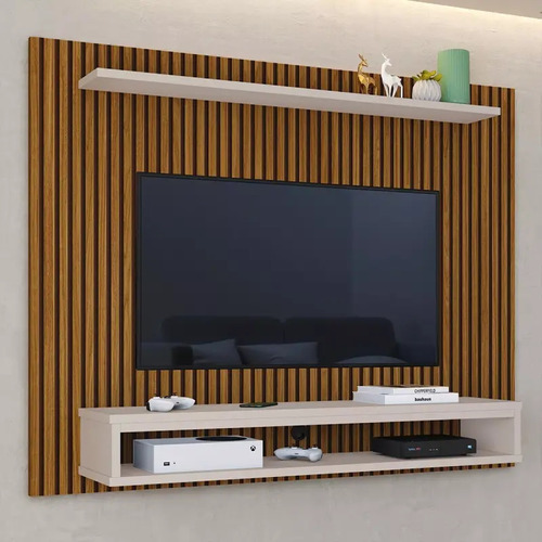 Mueble Panel Tv Varillado Flotante Para Living 48 Pulgadas