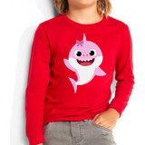 Polera Manga Larga Algodón Niñas Baby Shark 