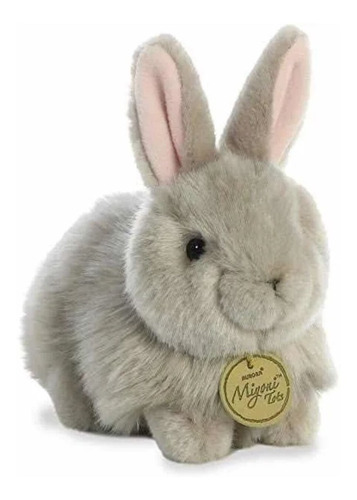 Peluche Aurora Rabbit Conejo Angora Gris Estilo Realista