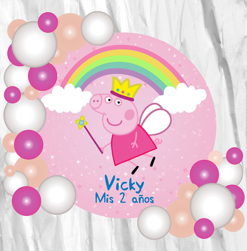 Fondo Banner Candy Bar Personalizado Peppa Pig 70x70cm