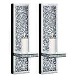 Hblife Juego De 2 Candelabros De Pared De Diamantes De Crist