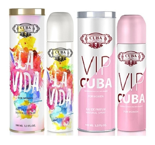 Kit 2 Perfume Cuba Vip Fem + La Vida 100ml Edp - Feminino