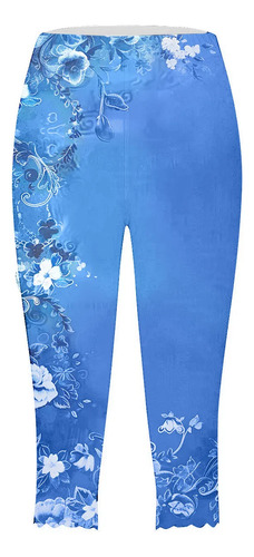 Pantalones Capris Ma Con Estampado De Cintura Exquisita De V