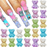 50pcs 3d   Bear Nail Art Charms Glitter Bear Nail Charm...