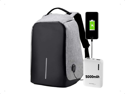 Mochila Antirrobo Combo Power Bank Cargador Portatil Nuevo