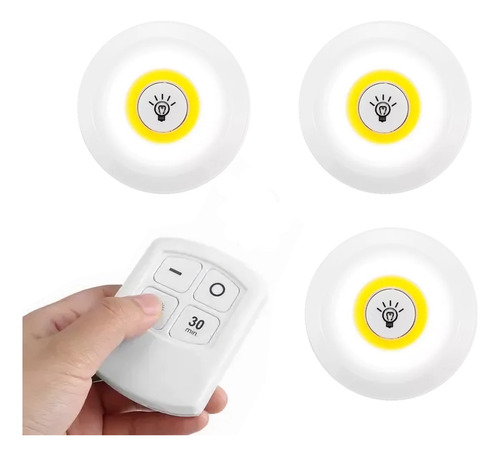 Pack Set 3 Luces Led Cob 5w Con Remoto Emergencia Placar