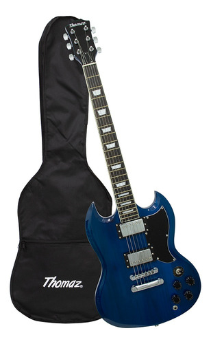 Kit Guitarra Elétrica Teg 340 Azul Com Capa Thomaz